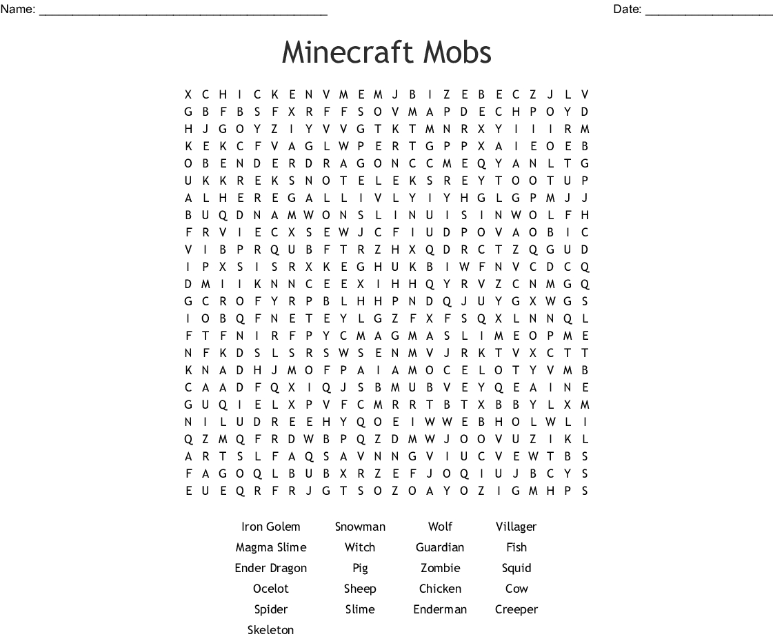 Minecraft Word Search Printable: A Fun and Engaging Activity for Gamers ...